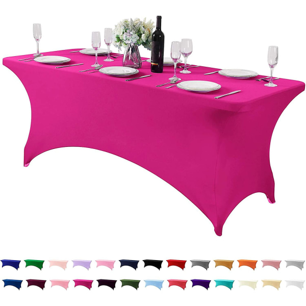 Spandex cover för 6 fot bord Universal utrustat stretchbordsduk för fest, bankett, bröllop och evenemang - Fuchsia