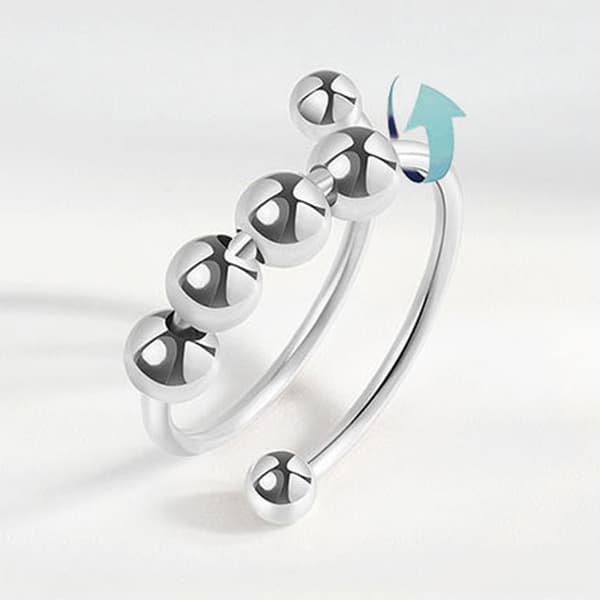 Roterende Ring for Angstlindring, Stresslindringsring med Glatt Spinnemekanisme Hypoallergent Materiale Rustfritt Stål, Justerbar Ring for Kvinner