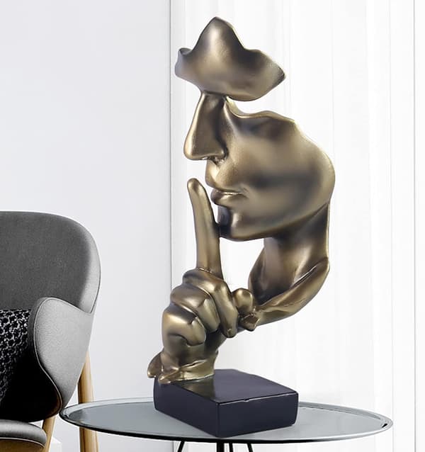 Stillhet er gull Skulpturpynt, Stillhetsstatuer i harpiks, S
