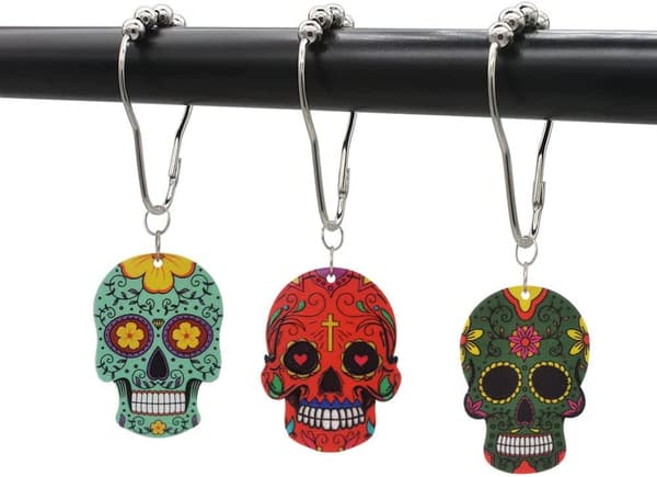 Skull Duschgardinkrokar för Halloween set