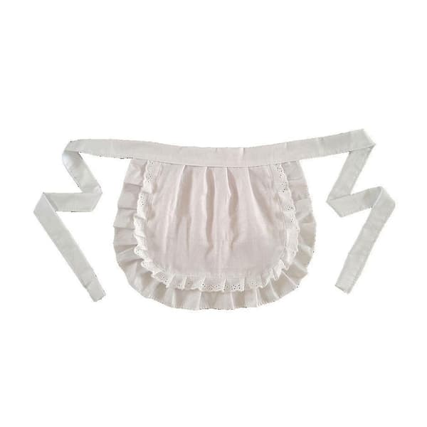 Retro Förkläden Midja Förkläde För Flickor Tight Kostym Vit Bomull Halv Förkläde Fest Het Beige