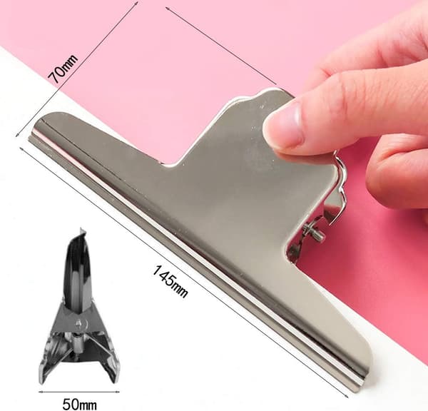 4 stk. (14,5 cm) Ekstra store klyper, sølvfarget papirklype i rustfritt stål