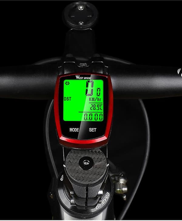 Trådløs Sykkelcomputer Vanntett Trådløs Sykkel Odometer med LCD-skjerm og Multifunksjoner Red