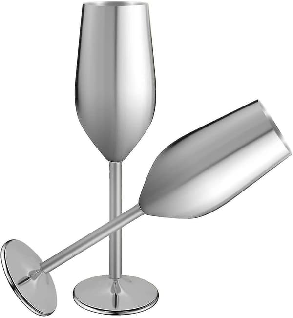2 Sæt Champagneglas i Rustfrit Stål, 201ml Sølv