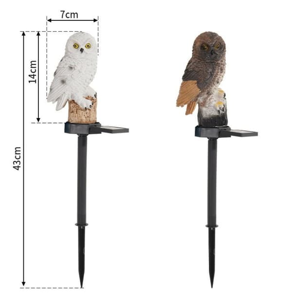 1 stk (Hvid) Solcelleugle LED Havelys Vandafvisende Udendørsbelysning
