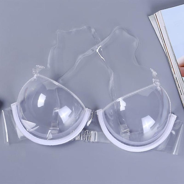 Sexiga kvinnor 3/4 kopp Transparent Klar Push Up BH Ultratunn rem Osynlig BH Underkläder 32
