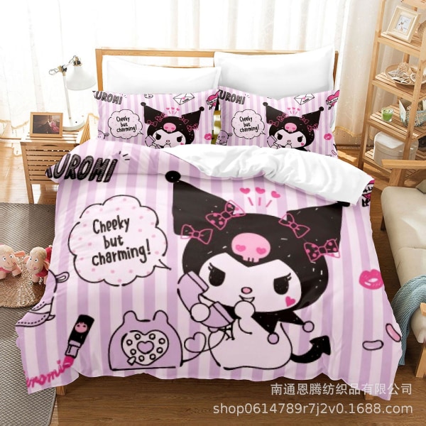 Kuromi Cartoon 3d Printed Sängkläder Set Cover Quilt Cover Örngott Barn Present#9 AU QUEEN 210x210cm