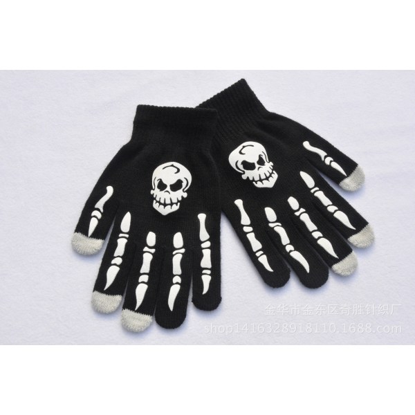 Halloween tillbehör självlysande handskar för vintern Handvärmare Halkfri Skräck Hand Bone Skull Grimase vante Unisex Håll varm handskar qd bäst