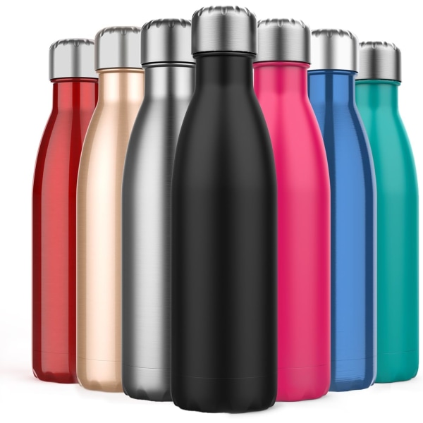 500 ml termos, vakuumflaska i rostfritt stål Håll kall & varm - BPA-fri för utomhussport, fitness, vandring, kontor, skola (svart) qd bäst
