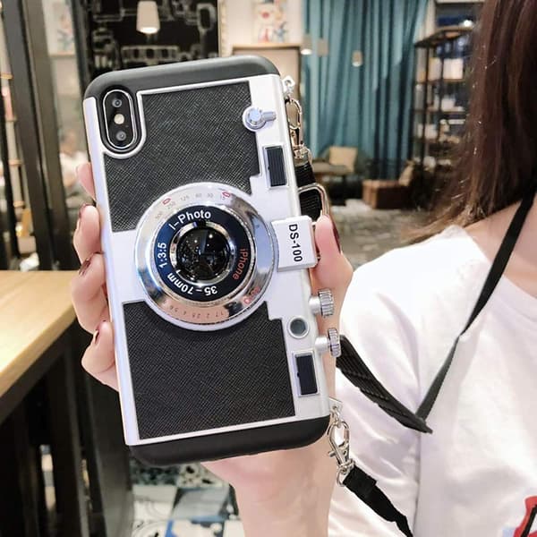 3D Retro Kamera Etui, Stødsikkert Etui til iPhone 12Pro XS Xr Max
