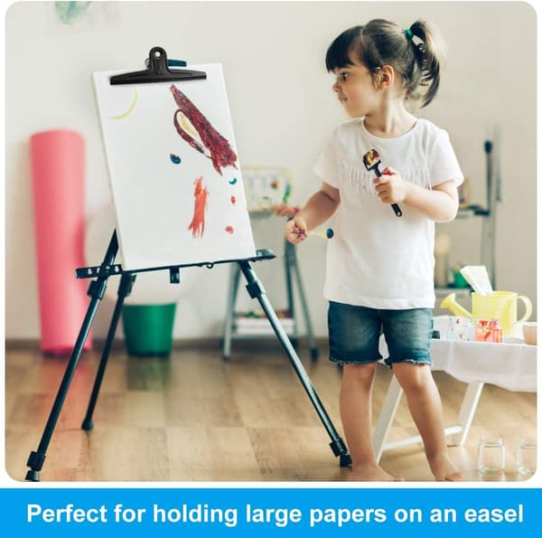 XXL (Sort) Bull Clips Ekstra Store, 2-pak 30 cm Lange Rustfri Stål