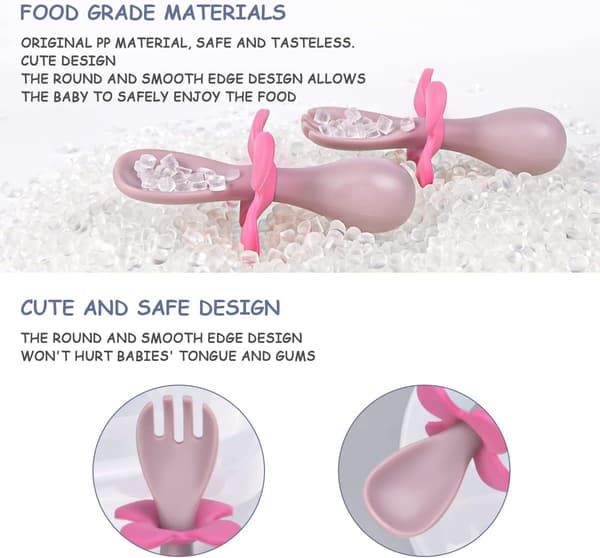 Babysked och gaffel, ergonomiska bestick för bebisar, ergonomiska bestick för inlärning