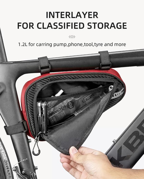 Cykelrammetaske, Reflekterende Trekantstaske Sort 1.2L