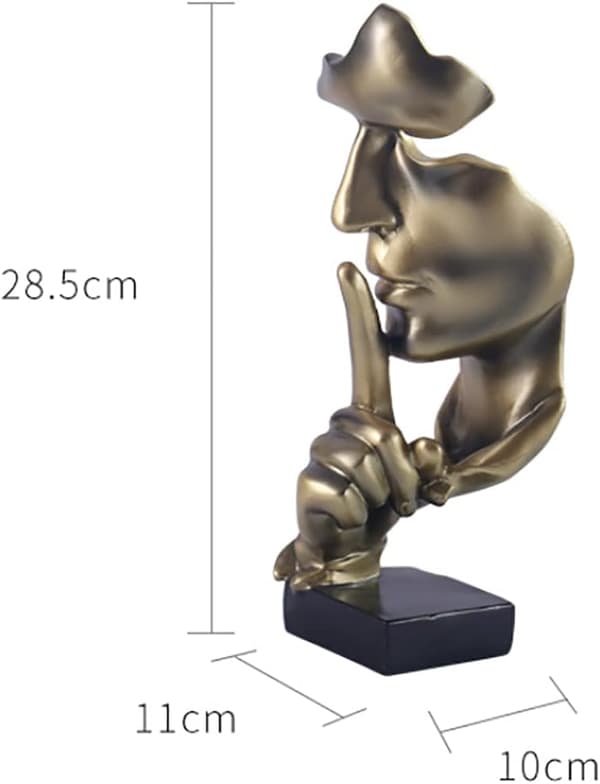 Stillhet er gull Skulpturpynt, Stillhetsstatuer i harpiks, S