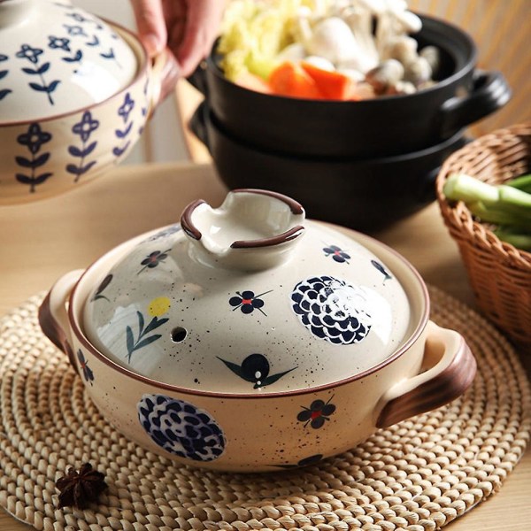 Japansk blomgryta Gryta Soppgryta Hushålls keramikgryta Matlagning 20 cm Hög temperatur Res As shown