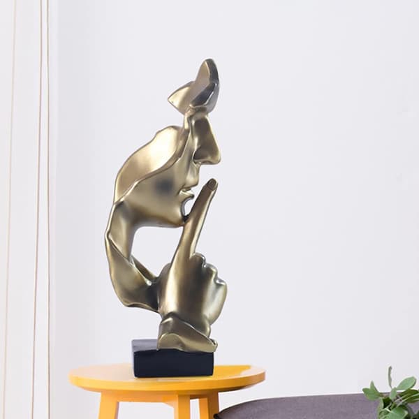Stillhet er gull Skulpturpynt, Stillhetsstatuer i harpiks, S