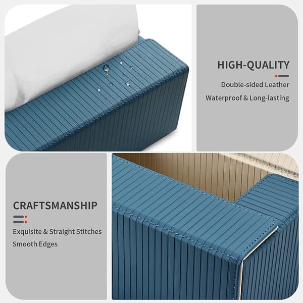 1 stk. (Blå+Aprikosstriper) Rektangulær Tissue Box i Lær