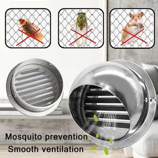 Udendørs ventilationsdæksel til vægudluftning, ventilationsnet i rustfrit stål med insektbeskyttelse og modhageforbindelse, metal tørretumbler ventilationsdæksel til