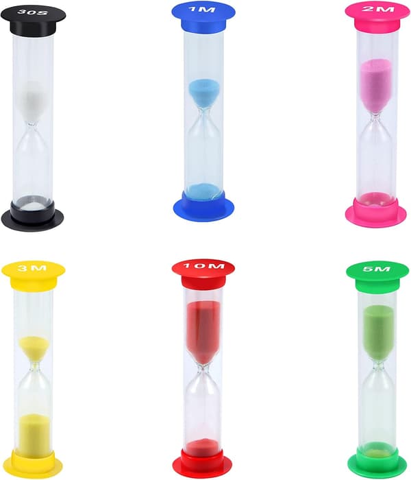 6 stykker timeglas timer timeglas barn tand sandur 30S/