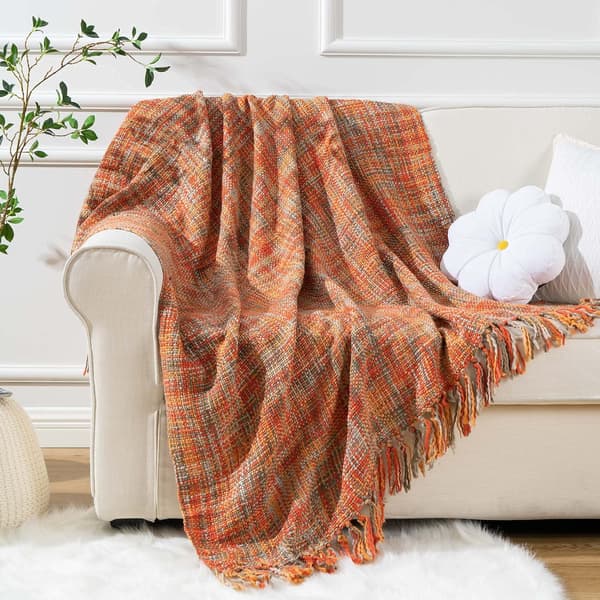 HEM Rost Orange Sängfilt för soffa, Höst Täcke Fall
