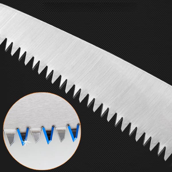 Foldesav med Power Tooth-blad, ergonomisk håndtag og buet bladdesign til aggressive snit og effektiv skæring, impuls-hærdede tænder til