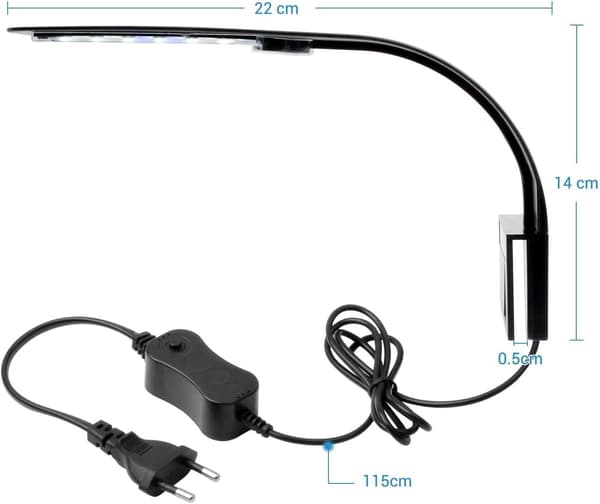 Ultratank LED-lys til små akvarier, Mini akvarieklemmelampe