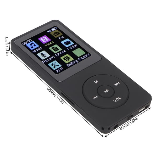 MP3-afspiller med indbygget HD-højttaler, understøtter Bluetooth 5.0 for problemfri forbindelse, 1,8 tommer farvedisplay, multifunktion til e-bøger og videoer