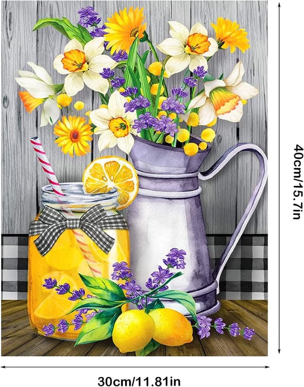 5D DIY Diamantmalingssæt, 30x40cm Blomster Citron Diamantmaling