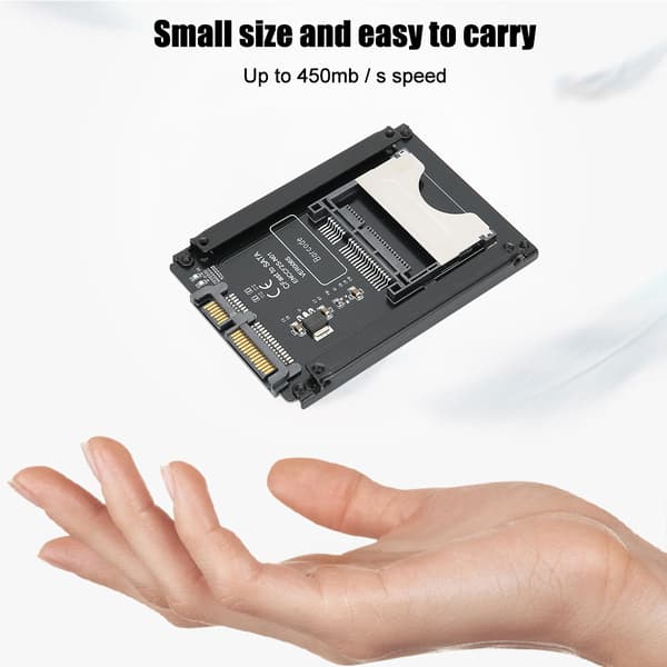 CFast-kortlæser, CFast til SATA-adapter med SATA3.0-interface til hurtig dataoverførsel, 2,5-tommers formfaktor kabinet med Plug and Play-understøttelse, Nej