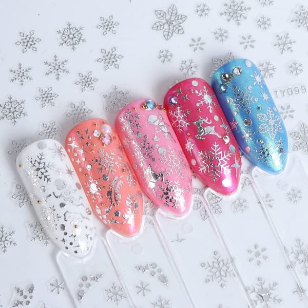 Snowflake Nail Stickers - 3D Snowflake Winter Decals för jul