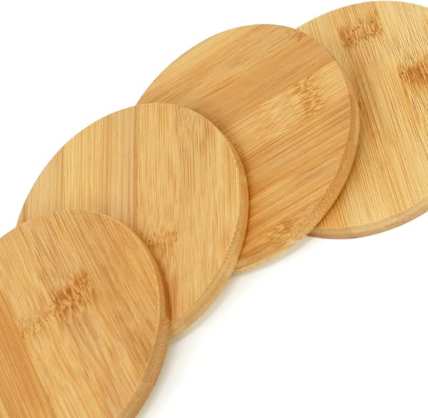 100*100*7mm, 4 kpl, Bambualusetit - Pyöreät lasinaluset - Aluset