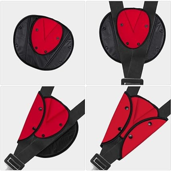 2 stycken triangeljusteringsdyna för säkerhetsbälte (röd+grå), säkerhetsbälte qd bäst