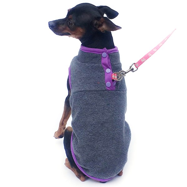 Pet Fleece Coat T-shirt Cat Dog Warm Jacka Väst Kläder qd bäst Grey M