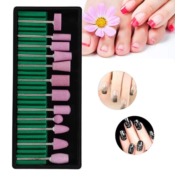 Manicure Borebitsæt til Neglekunst, Holdbare Manicure Slibeværktøjer Præcisionspolering og Formning, Rustfrit Stål Neglekunst Poleringsbits til