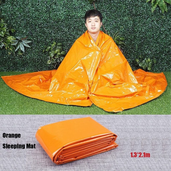 Sovsäck Utomhus Nödtäcke Thermal Håll dig varm ORANGE qd bäst Orange 1.3X2.1m-Sleeing Mat