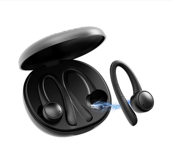 Trådløse hodetelefoner Bluetooth 5.0 øretelefoner svart
