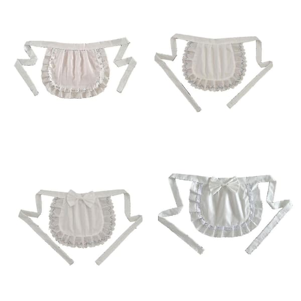 Retro Förkläden Midja Förkläde För Flickor Tight Kostym Vit Bomull Halv Förkläde Fest Het Beige-Beige