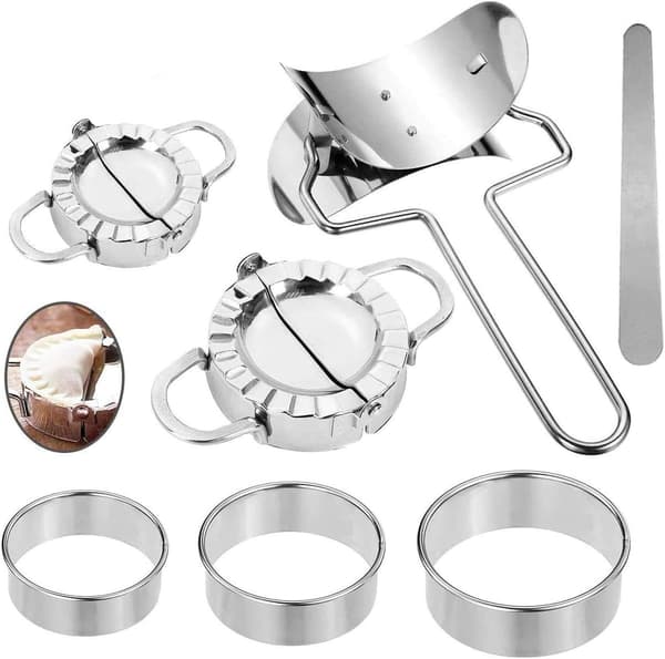 Ravioli Maker og Ravioli Cutter, sett med 7 former i rustfritt stål