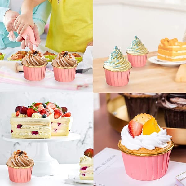 50ST Folie Metallic Cupcake Liners Rosa Baking Cups