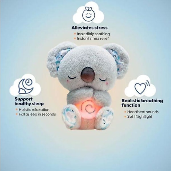 oohing Koala Bear, Evoraco The Relief Koala Bear Breathing, Evoraco Stress Koala Bear, Anxiety Relief Koala Breathing with Sensory Details Music Li 3pcs gray