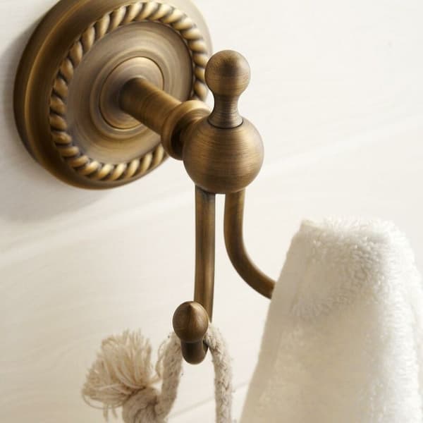 Dobbelkrok klesstativ retro vegg gul messing kobber antikk bronse