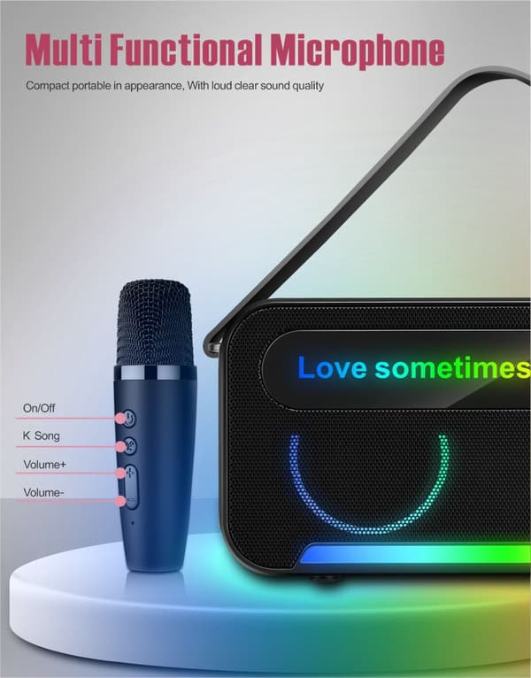 K9 Sort Bærbar K-Sang Bluetooth Højttaler, med Trådløs Mikrofon, Håndholdt Udendørs Multifunktions Lydsystem