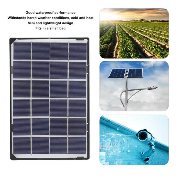 Solcellepanel for utendørs bruk, monokrystallinsk silisium solcellepanel med 6W 5V utgang, vanntett ytelse og slitesterkt solcellepanel for