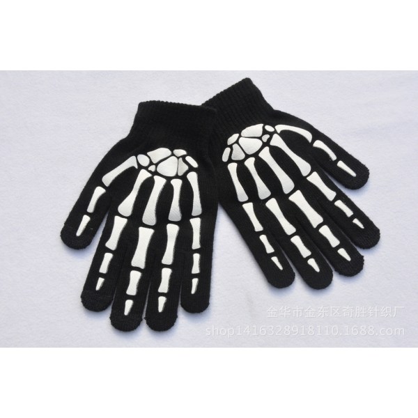 Halloween tillbehör självlysande handskar för vintern Handvärmare Halkfri Skräck Hand Bone Skull Grimase vante Unisex Håll varm handskar qd bäst