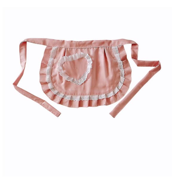 Retro Förkläden Midja Förkläde För Flickor Tight Kostym Vit Bomull Halv Förkläde Fest Heta Pink