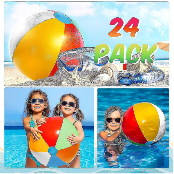 10-pack 8,7 tum uppblåsbar badboll för barn och vuxna blåser upp regnbågsfärgad badboll