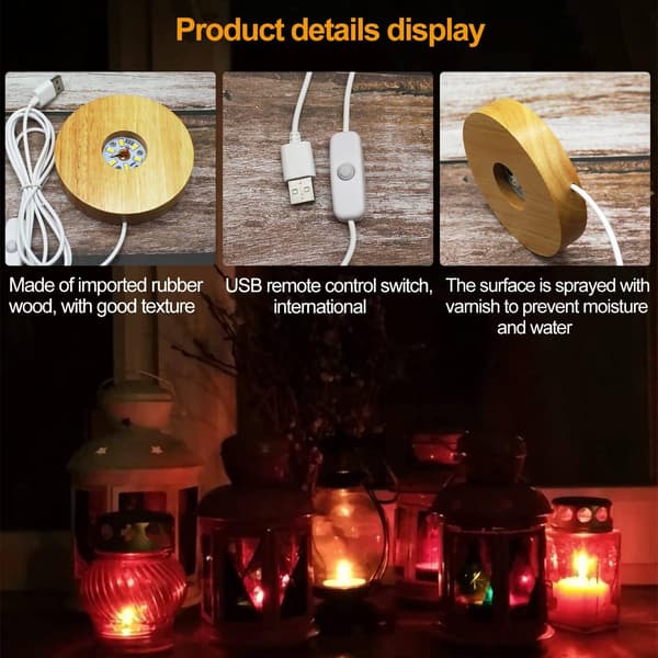 10 * 2 cm, (rund, varmt lys), 1 pakke, LED natlysbase, USB