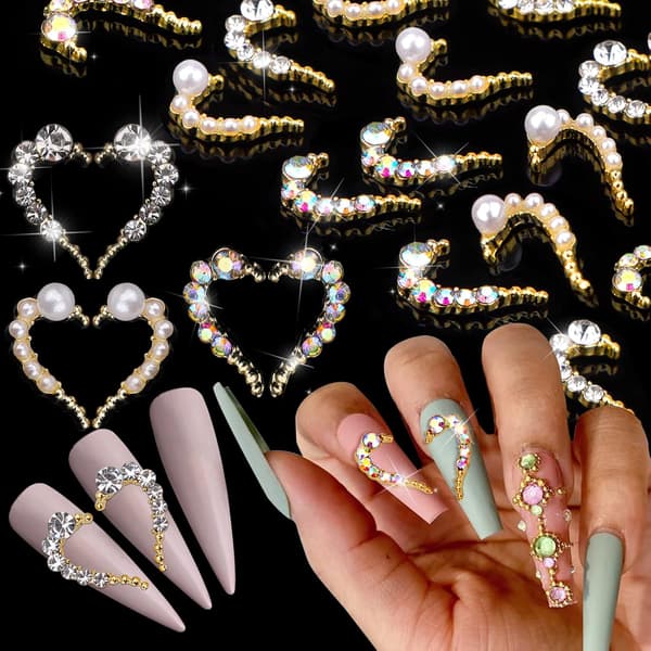 30 st Nagelkonst Strass, Nagelkonst Berlocker 3D Hjärta Nagelkonst
