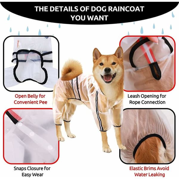 Hundeponcho med hette, regnfrakk til hund med hette, regnfrakk til hund med hette, W