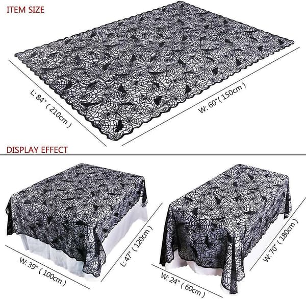 Gothic Spider Web Bats bordsduk: Elegant Halloween-dekor